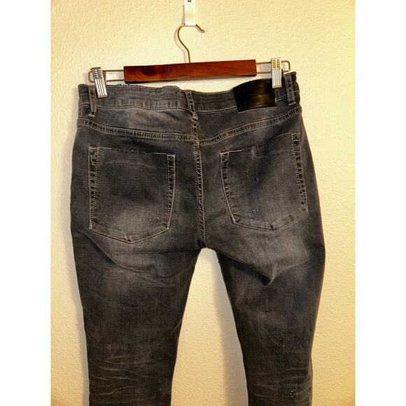 One X Oneteaspoon Freebird II Y2K Grunge Gray Distressed Fitted Short Rise Jeans - Picture 7 of 7